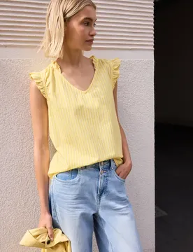 Street One Blusentop mit V-Neck und Streifen female Gelb