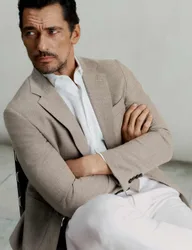 Tailored Fit Italian Wool Rich Blazer with Silk Neutral male