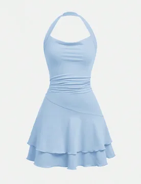 Vestido corto informal para niña preadolescente de ajuste ceñido, de unicolor, sin mangas y con cintura ajustada - Shein - FashionsVida