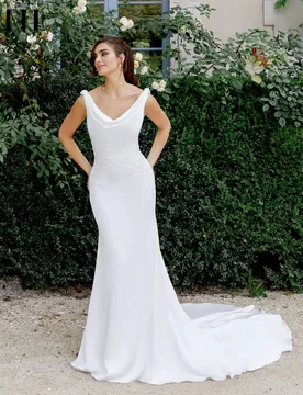 JEHETH Mermaid Soft Satin Wedding Dress Sleeveless Appliques Natural Bridal Gowns Backless V-neck vestidos de novia Customized - Aliexpress - FashionsVida