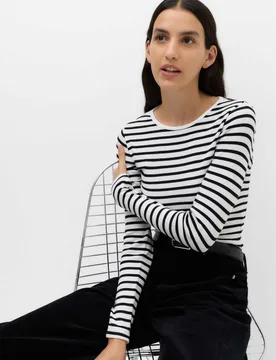 Cotton Rich Ribbed Regular Fit Top Black Mix female - M&S - FashionsVida