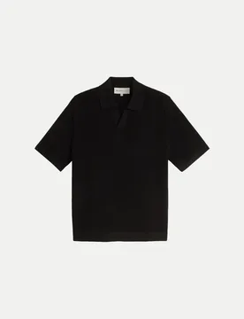 Poloshirt aus Piqué-Strick Schwarz L - Tom Tailor Denim - FashionsVida