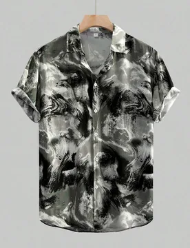 Camisa de manga corta holgada de verano con estampado de teñido anudado para hombre - Shein - FashionsVida