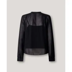 Blusa de mujer semitransparente cuello pico
