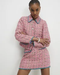 Womens Trophy Jacket Pink Whipstitch Boucle - Size 16 Uk