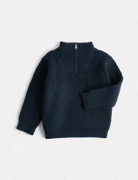 Quarter Zip Jumper (0-5 Yrs) Navy male - M&S - FashionsVida