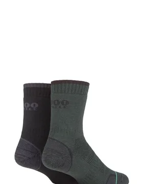 Mens and Women's 2 Pair Combat Socks Green / Charcoal 3-5.5 - Green - Size: 3-5.5 Unisex - 1000 Mile - FashionsVida
