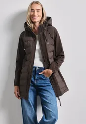 Softshelmantel mit Kapuze und Steppdetails female Braun