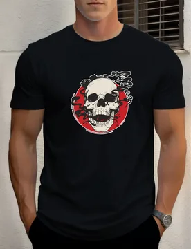T Shirts For Men Skull 100% Cotton Graphic Printing Summer Round Neck T-Shirt Casual Breathable Street Style Daily Top - Aliexpress - FashionsVida