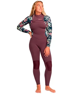 Combinaison En Néoprène à Manches Longues Et Fermeture éclair Sur La Poitrine Swell 4/3 Mm Black Multi XS - Roxy - FashionsVida