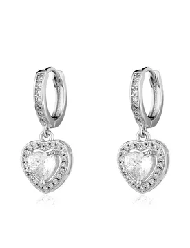 Heart Round Cut Dangle Huggie Hoop Earrings Copper Micro‑Paved Real Gold Plated Bling Drop Fashion Ear Jewelry Wholesale - Aliexpress - FashionsVida