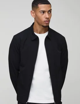 Men's Long Sleeve Regular Fit Shacket Black Size X-Large Black XL - boohooMAN - FashionsVida