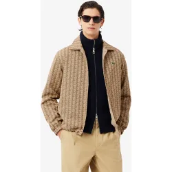 Chaqueta de hombre reversible con monograma en dos materiales en marrón