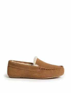 Kids' Moccasin Slippers (4 Small - 7 Large) Tan male - M&S - FashionsVida
