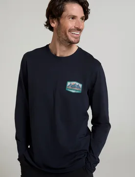 Mountain Badge Mens Long Sleeve Top - Navy - Mountain Warehouse - FashionsVida