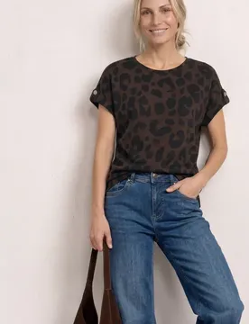 Dropped Shoulder Shirt mit Muster female Braun