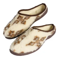 Schurwoll-Pantolette 43 weiss braun