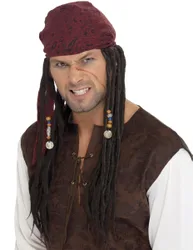 Piraten-Kapitän Perücke Dreadlocks braun