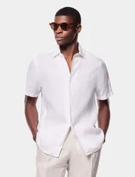 Regular Fit Pure Linen Shirt White male
