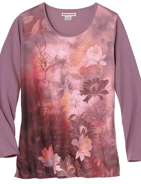 Floral Long-Sleeved Top - Purple - Size: 20-22 - Atlas For Women - FashionsVida