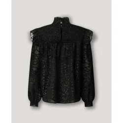 W11 - blusa de mujer fluida con detalles metalizados