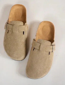 Zapatillas tipo mule de ante de unicolor casual para mujer, disponibles en versiones con forro térmico y sin forro térmico, cómodas - Shein - FashionsVida