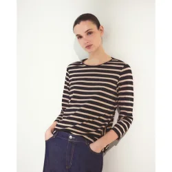 Camiseta de manga larga de mujer con rayas
