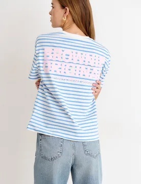 Camiseta de mujer de rayas con logo - Brownie - FashionsVida