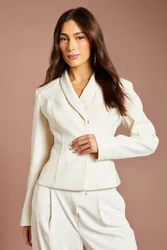 Cross Over Princess Seam Jacket - Ivory - Size: 10