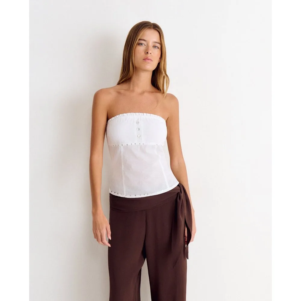 Top de mujer tipo bandeau con botones - Brownie - FashionsVida