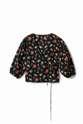 Blouse croisée fleurs BLACK XS female