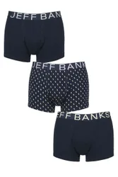 Mens 3 Pack Cotton Patterned Trunks Navy Spots L - Blue - Size: Large