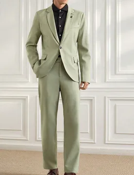 Trajes de boda verdes de 2 piezas para hombre, blazer y pantalones, para novio/padrino/invitado - Shein - FashionsVida