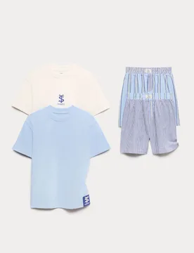Pack Striped Pyjama Sets (6-16 Yrs) Blue male - M&S - FashionsVida