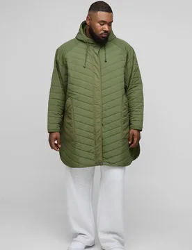 Men's Plus Quilted Popper Side Oversized Festival Mac Khaki Size 2X-Large Khaki XXL - boohooMAN - FashionsVida