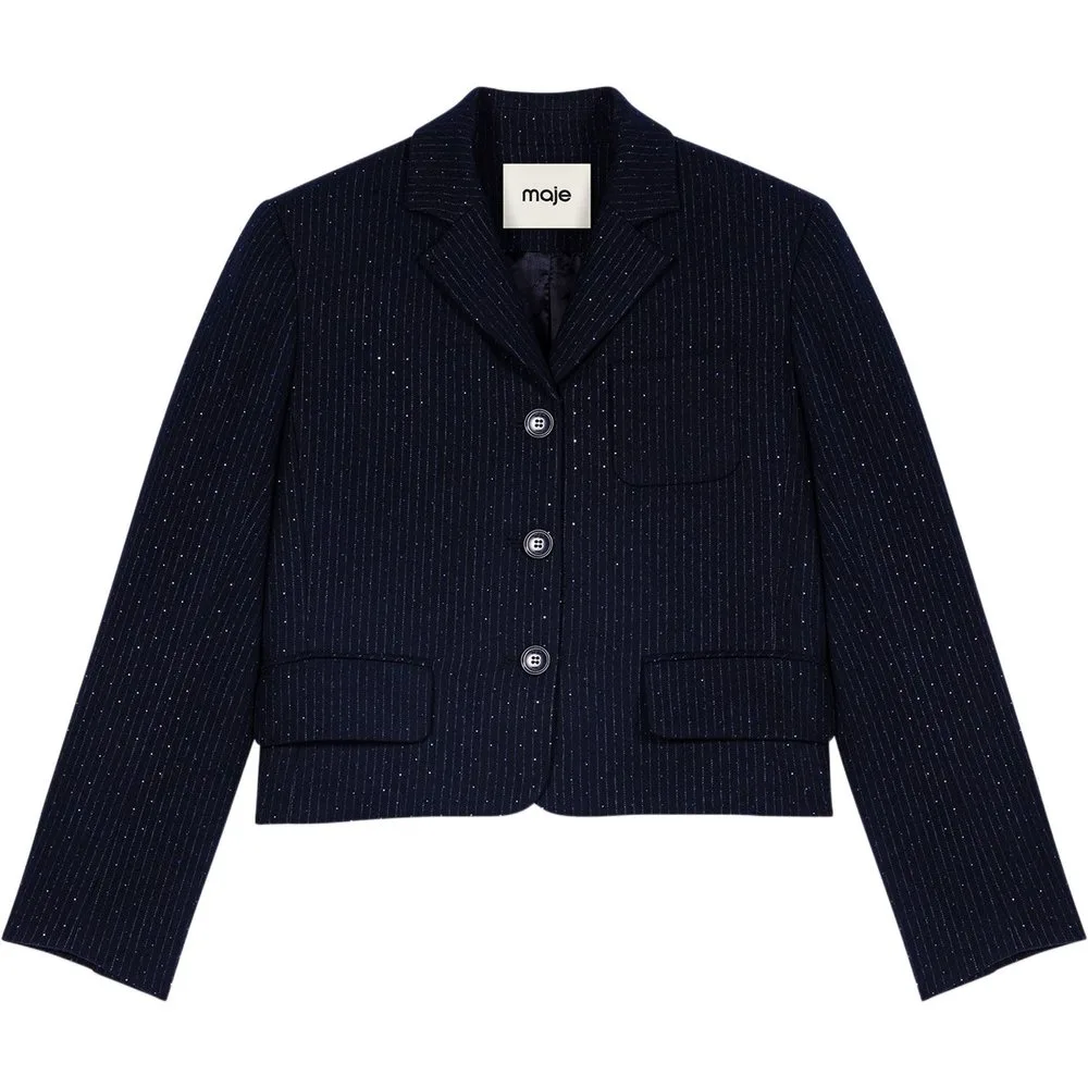 Chaqueta de mujer sastre corta con rayas de lúrex - Maje - FashionsVida