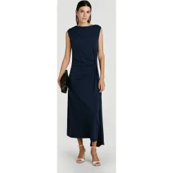 Vestido midi con drapeado lateral