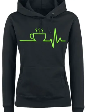Kapuzenpullover - Kaffee EKG - XL - für Damen - Größe XL - schwarz - Frauen - female - Food - FashionsVida