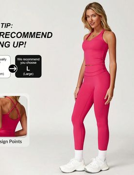 Conjunto de top de yoga y leggings para mujer, conjunto de ropa deportiva de alta elasticidad para correr, cómodo y amigable con la piel