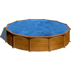 Piscina acero redonda imitación madera 550 x 132 cm