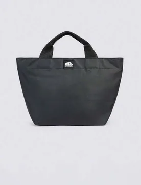 Tote bag piccola nera in tessuto tecnico impermeabile con patch logo e manici neri - Sundek - FashionsVida