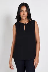 Petite Woven Twist Cami Top - Black - Size: 14
