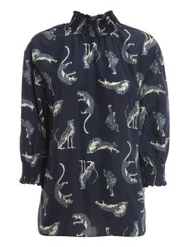 Blusa in seta stampa ghepardi