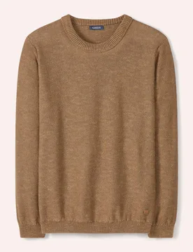 Premium Leinen-Pullover, normale Größen, Farbe Braun, 58/60, edles Effektgarn mit Leinen Made in Italy Herren - Walbusch - FashionsVida