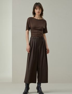 Donna Pantaloni Seta-Lana Lavabili Marrone 38