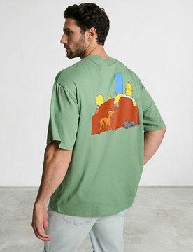 T-shirt in cotone con stampa sul retro The Simpsons - verde fresco