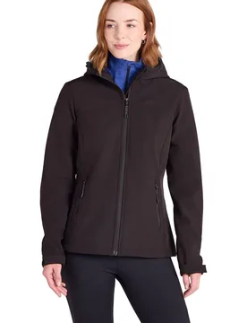 Women's Exodus Softshell Jacket Water Resistant Jacket in Black Size: 14 - Black - Size: 14 - Mountain Warehouse - FashionsVida