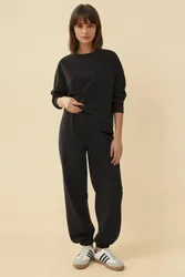 Womens Regular Fit Basic Activewear Set - Black - Size X-Large
