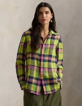 Camisa de mujer de lino con estampado - Polo Ralph Lauren - FashionsVida