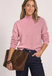 Mouliné Pullover mit Turtle Neck female Pink